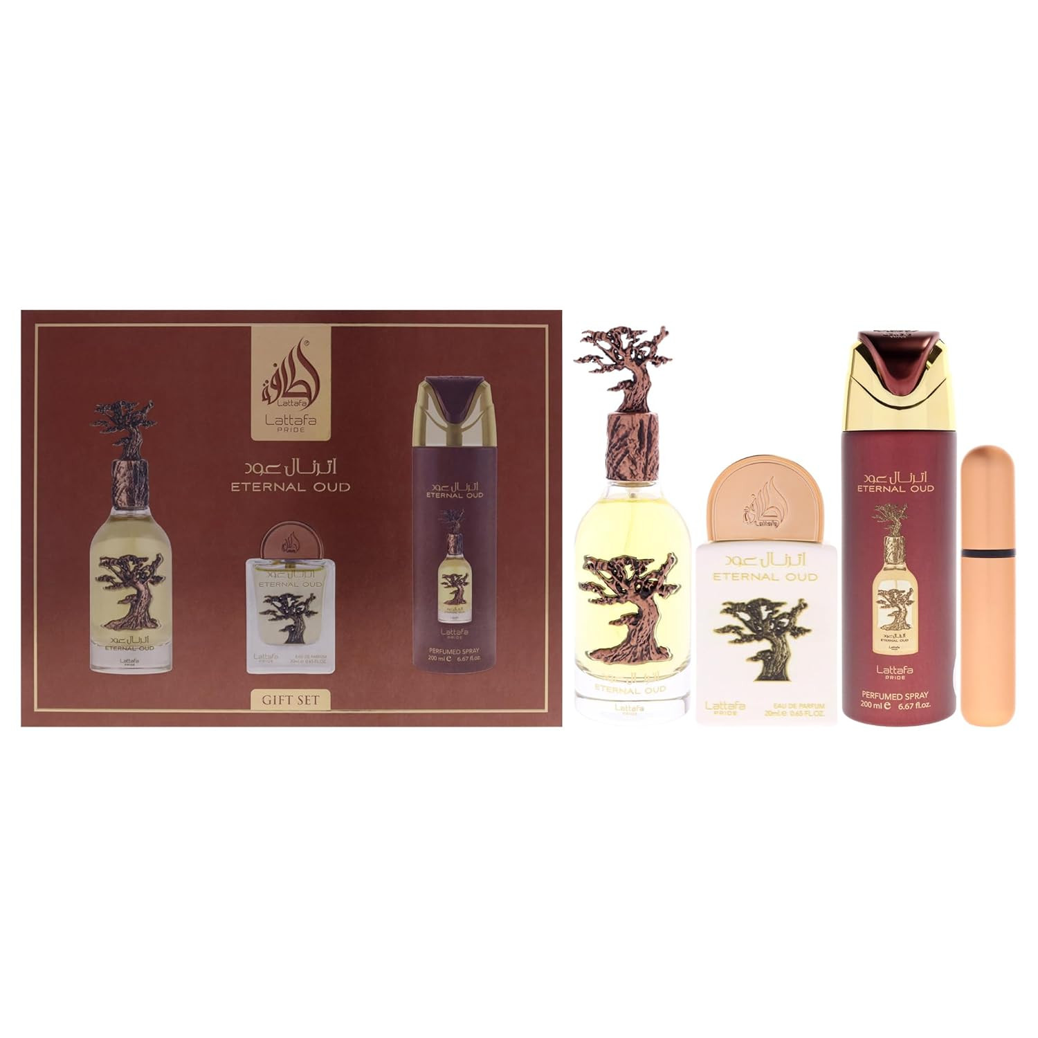 Gift Set Lattafa Pride Eternal Oud 320ml (100ml EDP + 20ml EDP + 200ml Deo)