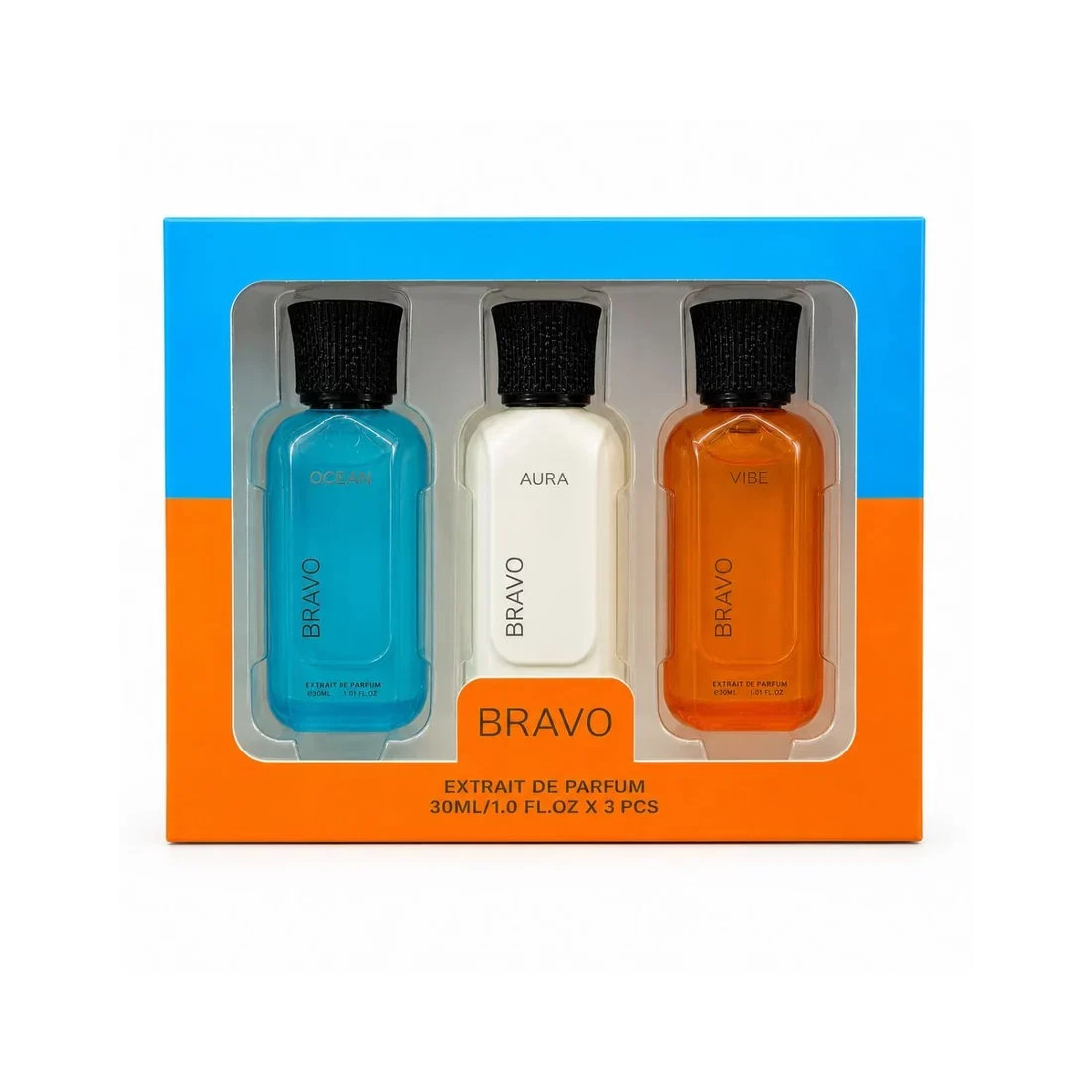 Bravo Extrait de Parfum Gift Set (Rare, Aura & Bold) – 3 × 30 ml for Men & Women