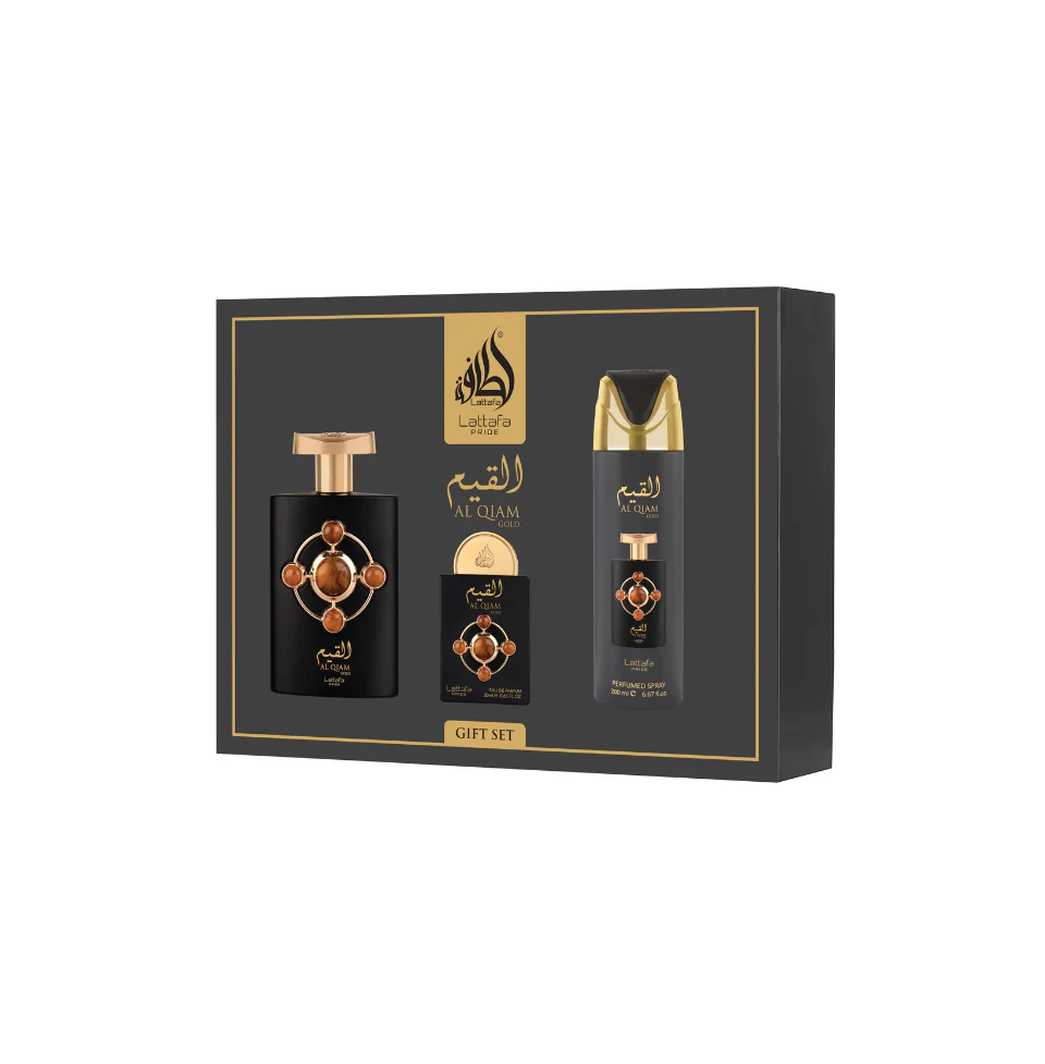 AL QIAM GOLD  (NEW LAUNCHED) EDP 100ml + EDP 20ml + DEO 200ml — Image 1